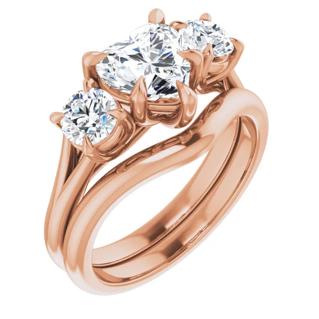 Heart Rose Gold Accent Engagement Ring