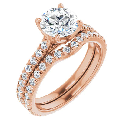 Round Brilliant Rose Gold Claw Set Eternity Style Engagement Ring