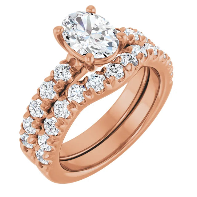 Oval Rose Gold Four Claw Set Style Engagement Ring