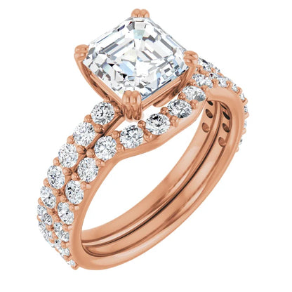 Asscher Rose Gold Claw Set Style Engagement Ring