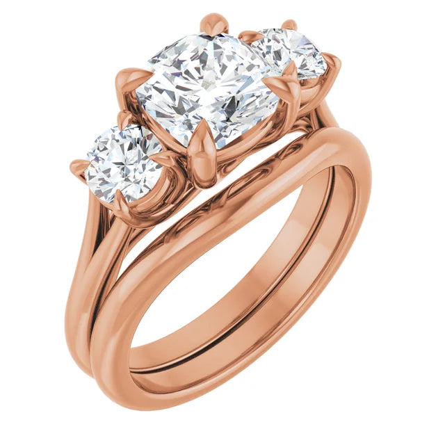 Cushion Rose Gold Accent Engagement Ring