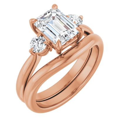 Emerald Rose Gold Accent Engagement Ring