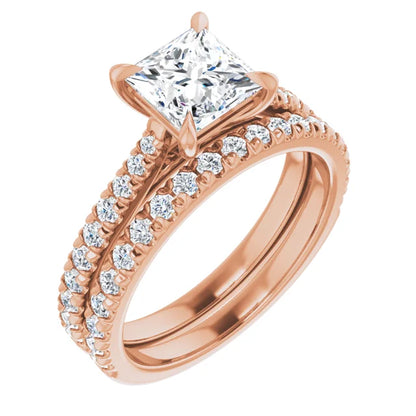 Princess Rose Gold Claw Set Style Engagement Ring