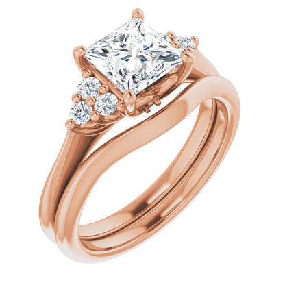 Princess Rose Gold Antique Inspired Design Engagement Ring