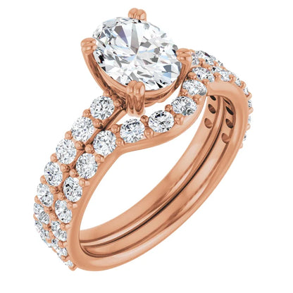 Oval Rose Gold Claw Set Style Engagement Ring
