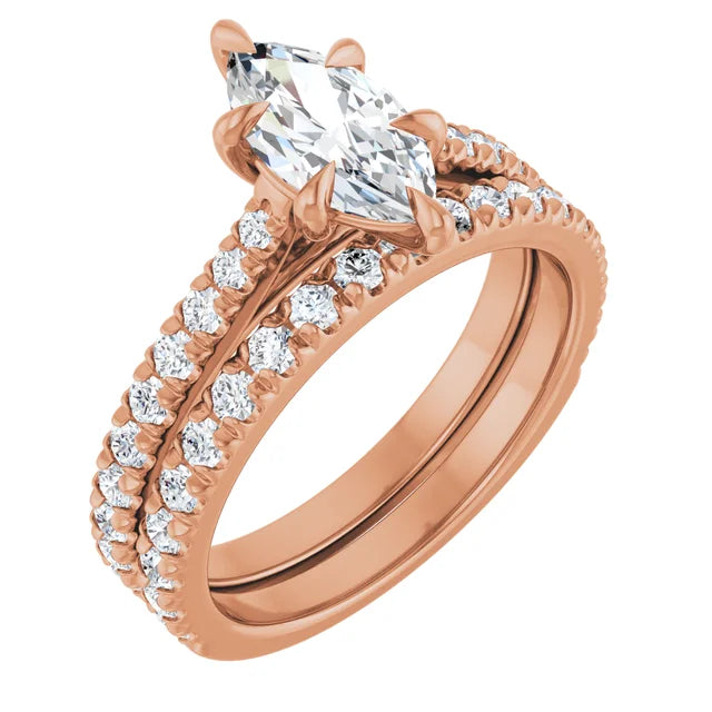 Marquise Rose Gold Claw Set Style Engagement Ring
