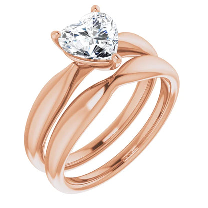 Heart Rose Gold Knife Edge Solitaire Engagement Ring
