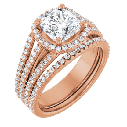Cushion Rose Gold Halo Style Engagement Ring