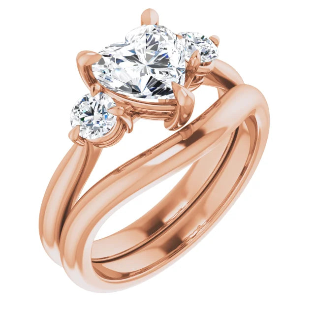 Heart Rose Gold Accent Engagement Ring