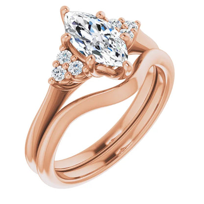 Marquise Rose Gold Antique Inspired Design Engagement Ring
