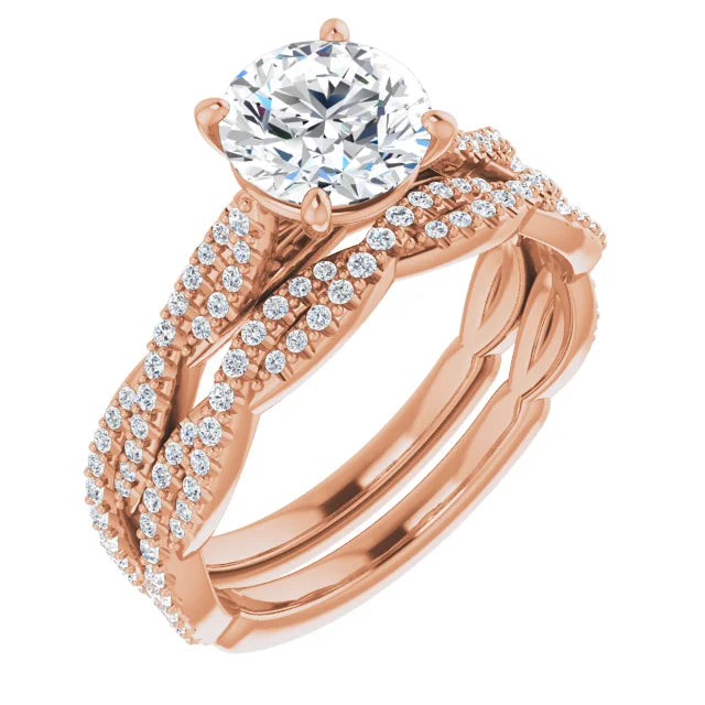 Round Brilliant Rose Gold Twist Style Engagement Ring