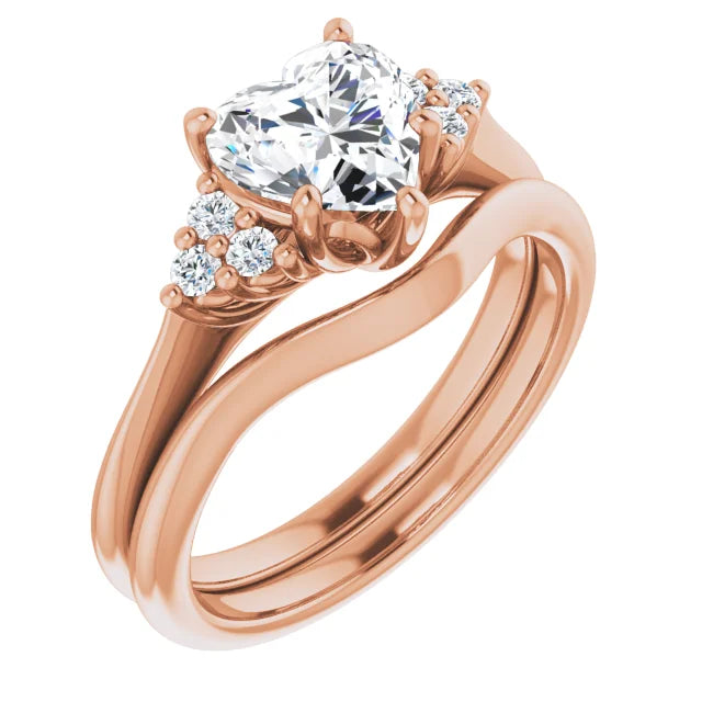Heart Rose Gold Antique Inspired Design Engagement Ring