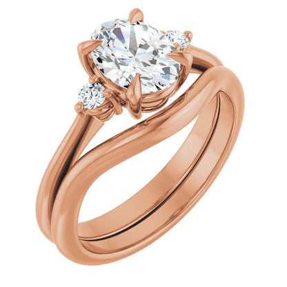 Oval Rose Gold Accent Engagement Ring
