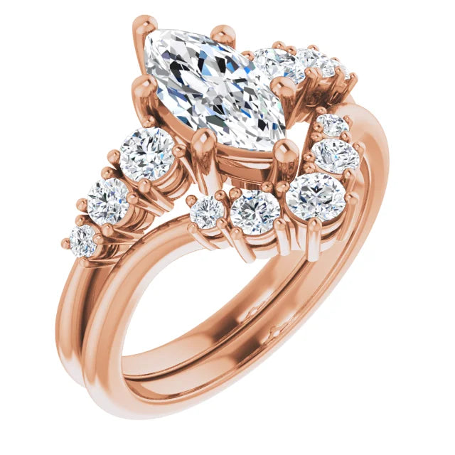Marquise Rose Gold Multi Stone Accent Style Engagement Ring