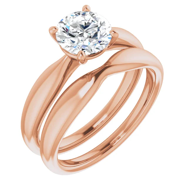 Round Brilliant Rose Gold Knife Edge Solitaire Engagement Ring