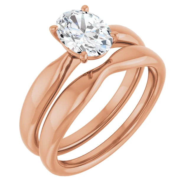 Oval Rose Gold Knife Edge Solitaire Engagement Ring