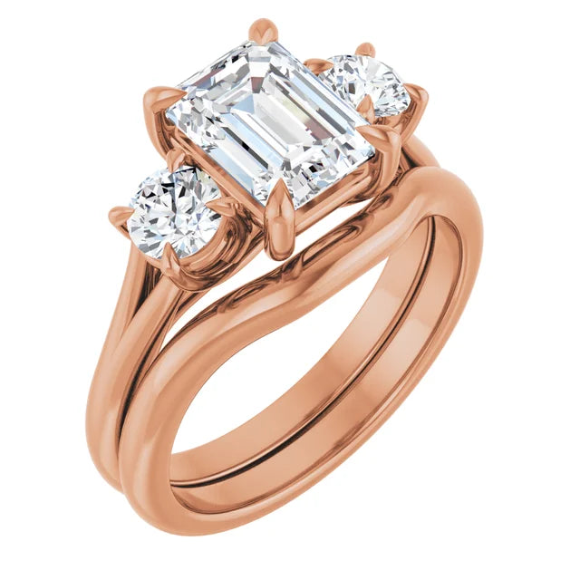 Emerald Rose Gold Accent Engagement Ring