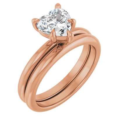 Heart Rose Gold Solitaire Engagement Ring