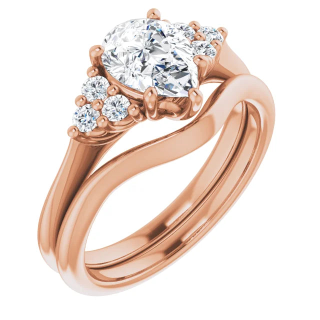 Pear Rose Gold Antique Inspired Design Engagement Ring