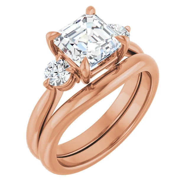 Asscher Rose Gold Accent Engagement Ring