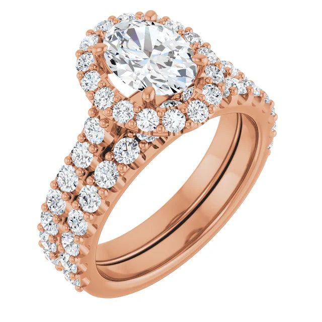 Oval Halo Rose Gold Style Engagement Ring