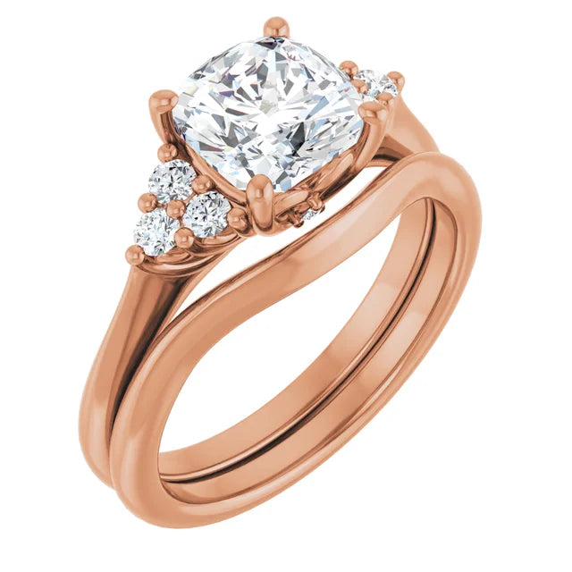 Cushion Rose Gold Antique Inspired Design Engagement Ring
