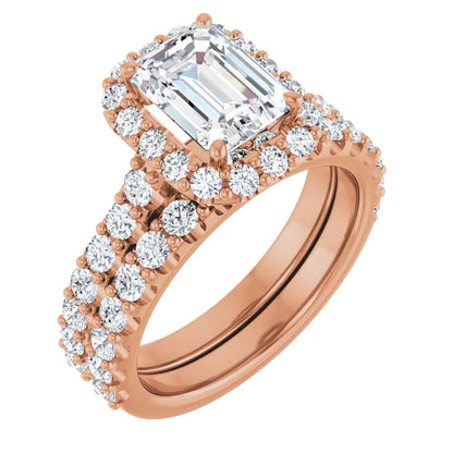 Emerald Halo Rose Gold Style Engagement Ring