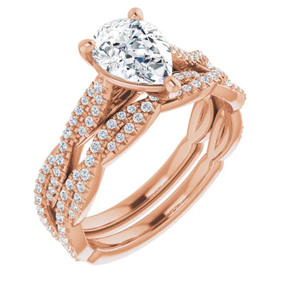 Pear Rose Gold Twist Style Engagement Ring