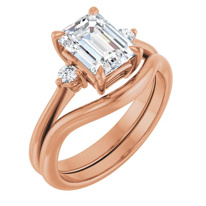 Emerald Rose Gold Accent Engagement Ring