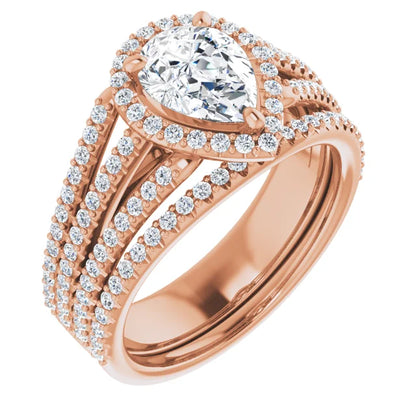 Pear Rose Gold Halo Style Engagement Ring