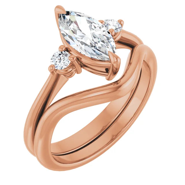 Marquise Rose Gold Accent Engagement Ring