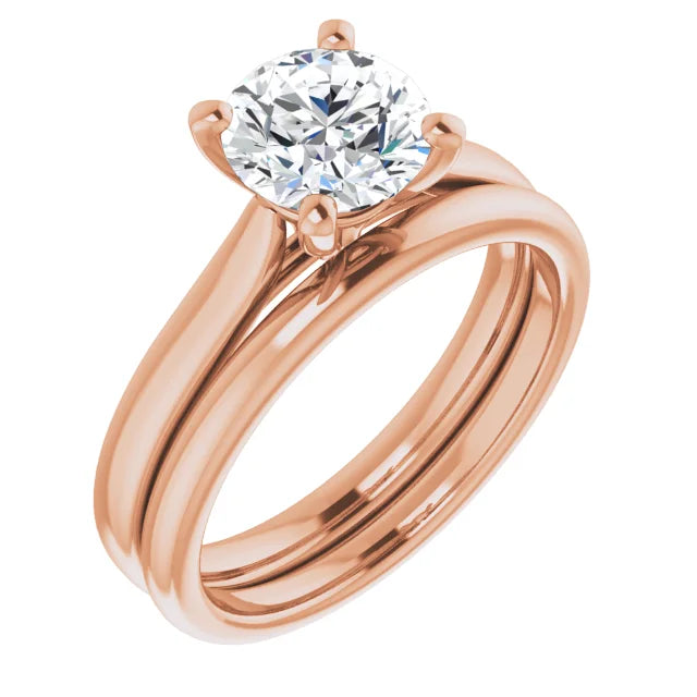Four Claw Rose Gold Round Brilliant Solitaire Engagement Ring