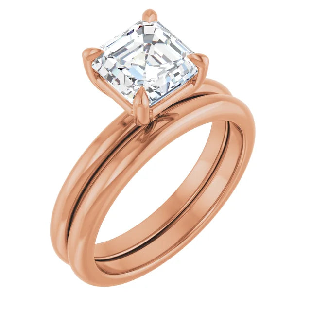 Asscher Rose Gold Solitaire Engagement Ring