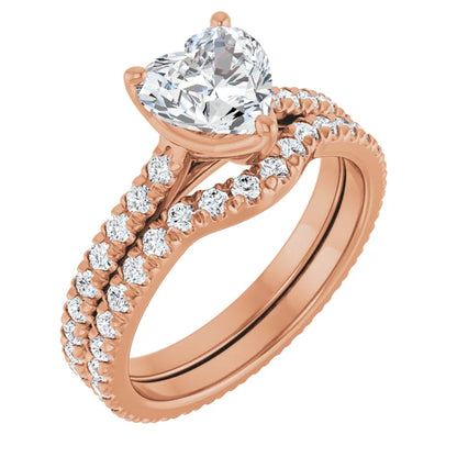Heart Rose Gold Claw Set Eternity Style Engagement Ring