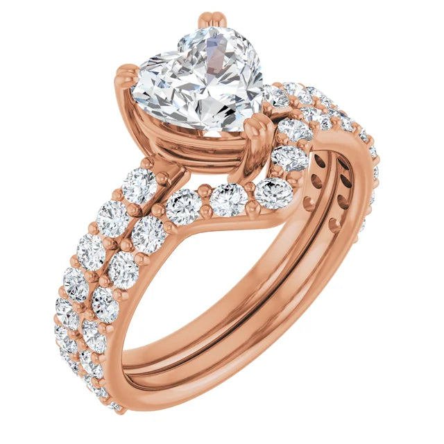 Heart Rose Gold Claw Set Style Engagement Ring