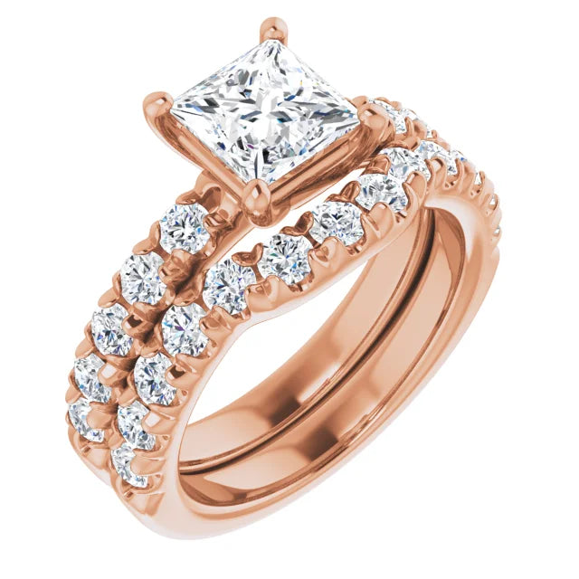 Princess Rose Gold Four Claw Set Style Engagement Ring