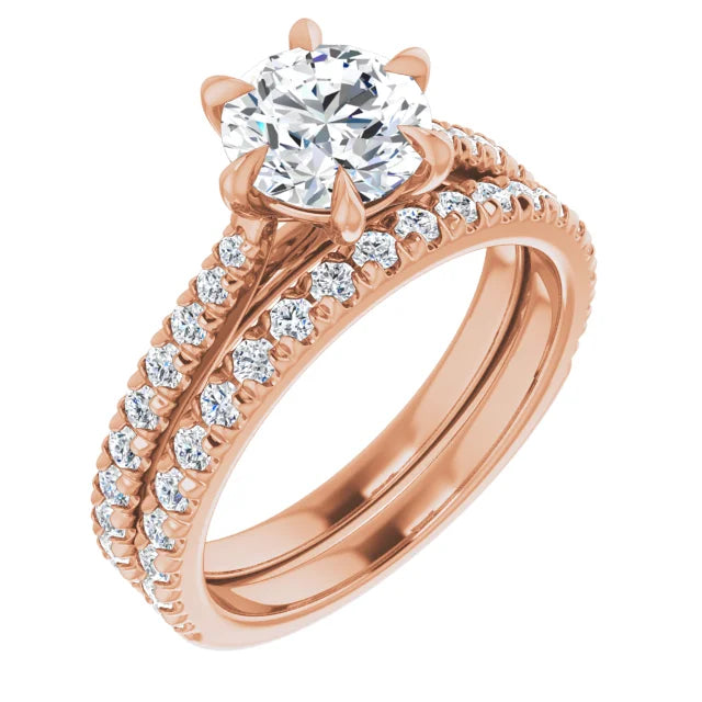 Round Brilliant Rose Gold Claw Set Style Engagement Ring