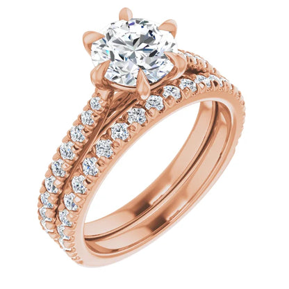 Round Brilliant Rose Gold Claw Set Style Engagement Ring