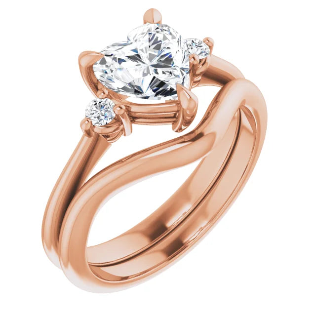 Heart Rose Gold Accent Engagement Ring