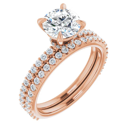 Round Brilliant Rose Gold Claw Set Style Engagement Ring 