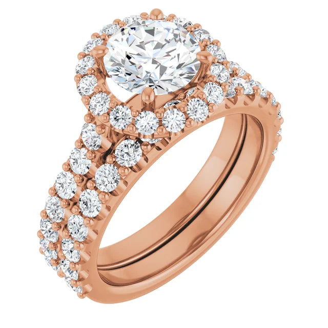 Round Brilliant Halo Rose Gold Style Engagement Ring
