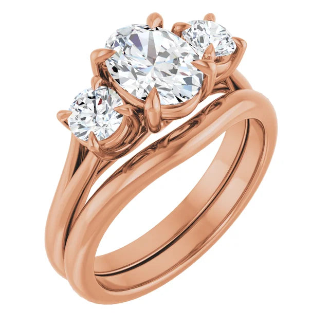 Oval Rose Gold Accent Engagement Ring
