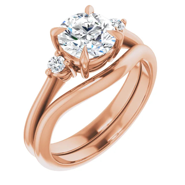 Round Brilliant Rose Gold Accent Engagement Ring