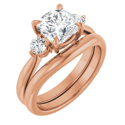Cushion Rose Gold Accent Engagement Ring