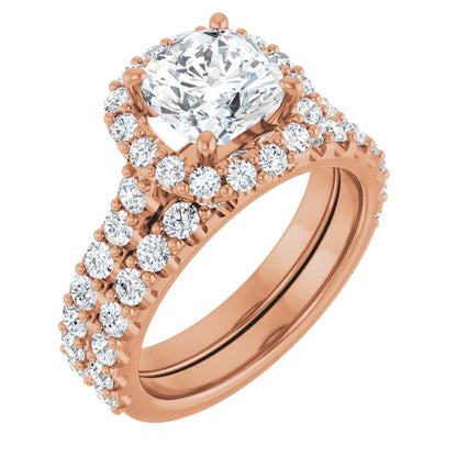 Cushion Halo Rose Gold Style Engagement Ring