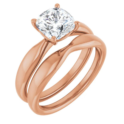 Cushion Rose Gold Knife Edge Solitaire Engagement Ring