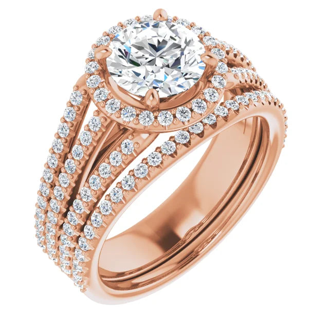 Round Brilliant Rose Gold Halo Style Engagement Ring