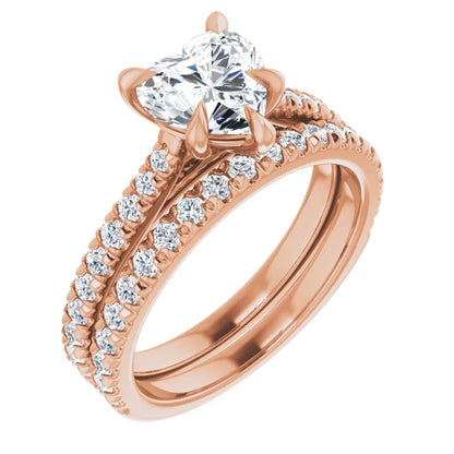 Heart Rose Gold Claw Set Style Engagement Ring
