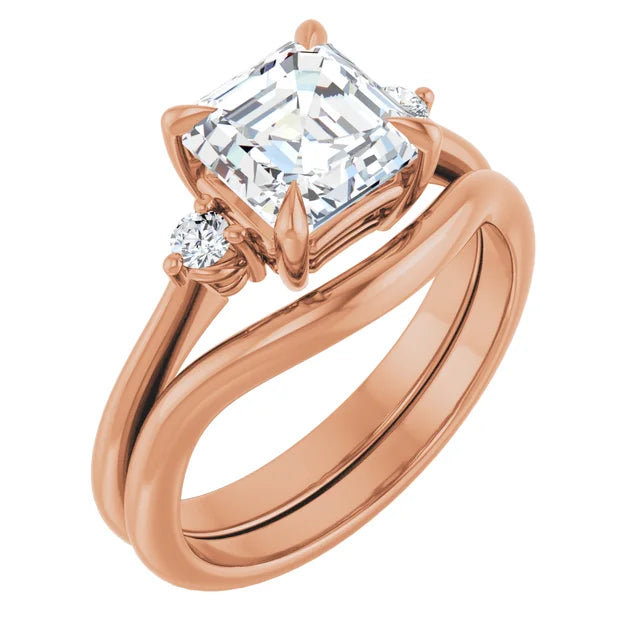 Asscher Rose Gold Accent Engagement Ring