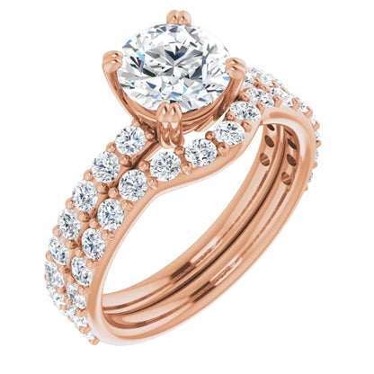 Round Brilliant Rose Gold Claw Set Style Engagement Ring